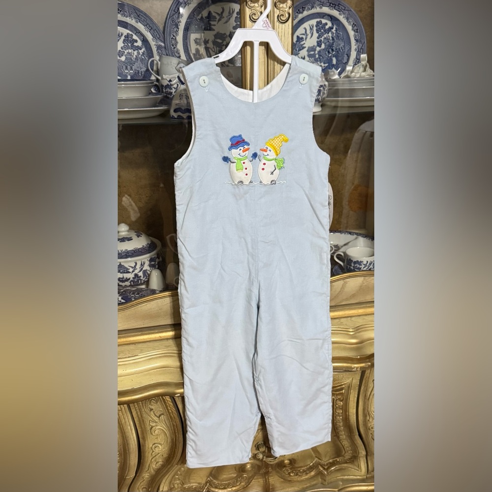 Mulberry Street Christmas Snowman longall romper 4t boutique